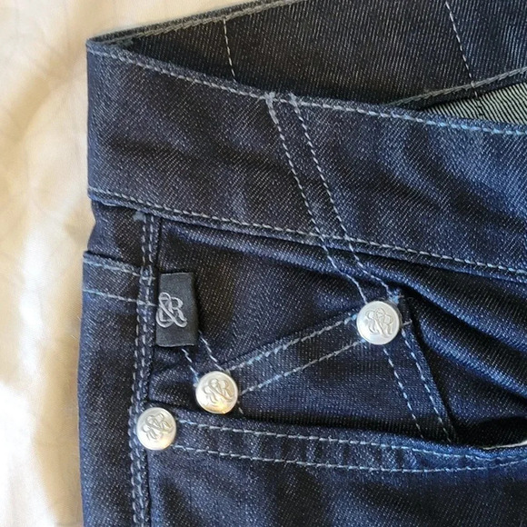 Rock & Republic R&R Womens Denim Pink Sequin Pocket Jeans Irregular hem Mid Rise - Picture 3 of 7